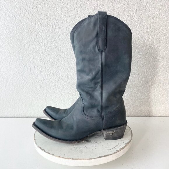 Lane EMMA JANE Womens Cowboy Boots 9.5 Matte Black Western Cowgirl Mid Calf Tall - Picture 4 of 11